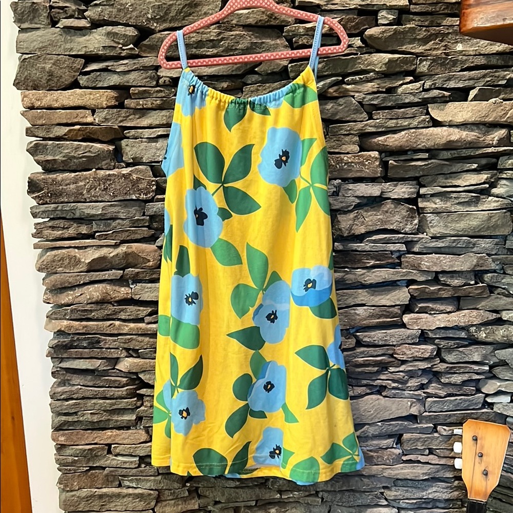 Floral Yellow and Blue Kids Casual Dress